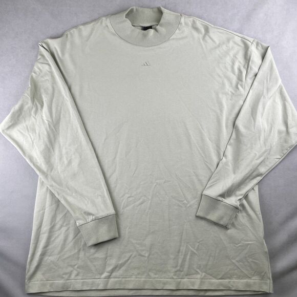 adidas Other - Adidas Shirt Mens M Sage Green Long Sleeve Mock Neck Basketball Heavyweight Logo